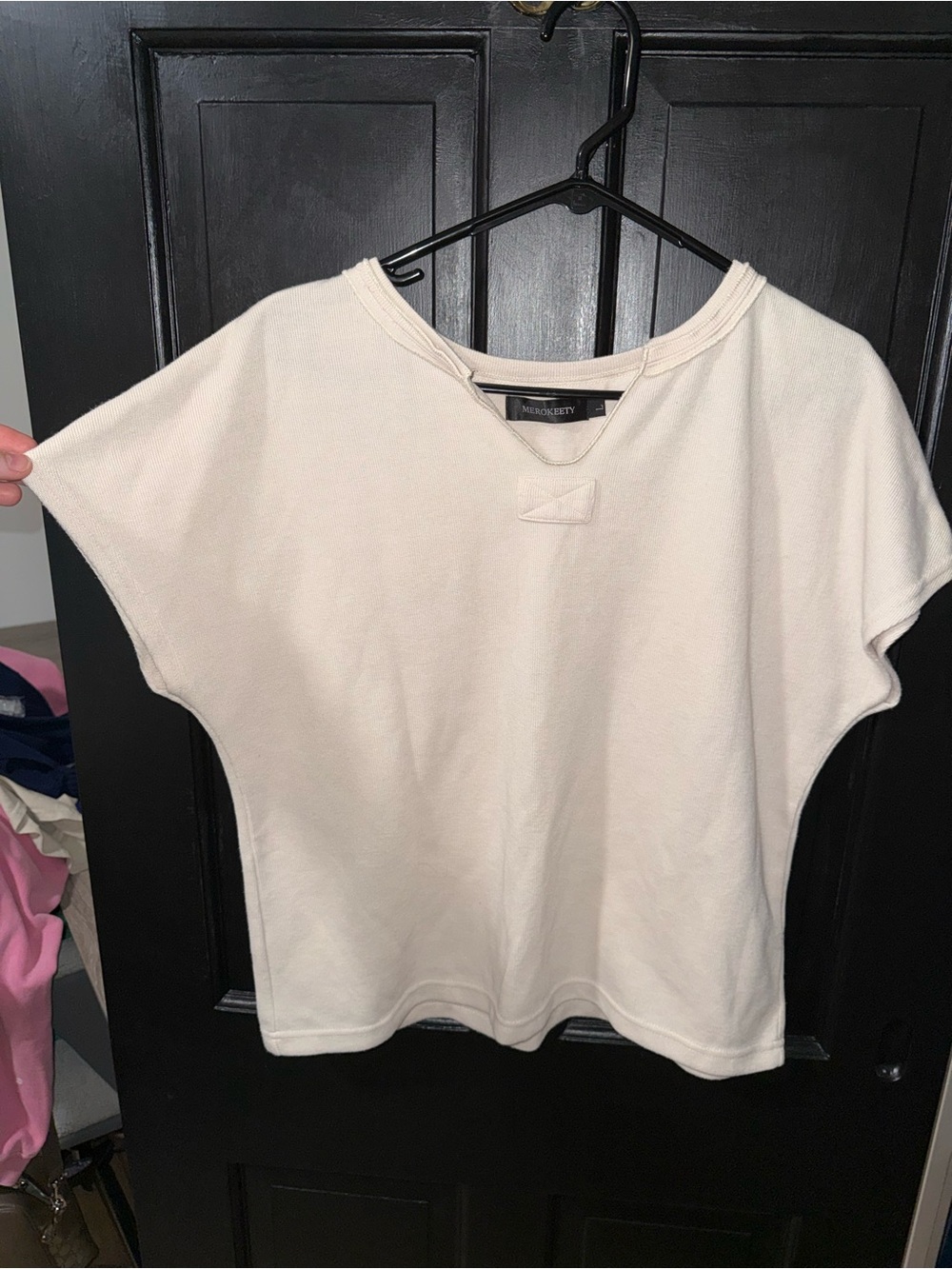 Hudson Jeans Cream Short Sleeve Boxy Pullover